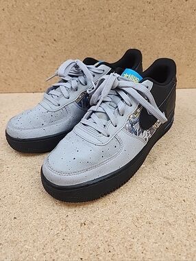 Nike Shoes Youth Size 7 Gray & Black Graffiti Air Force 1 Low Sneaker CQ4217-001